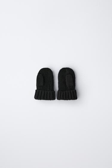 Zara KNIT MITTENS - Black