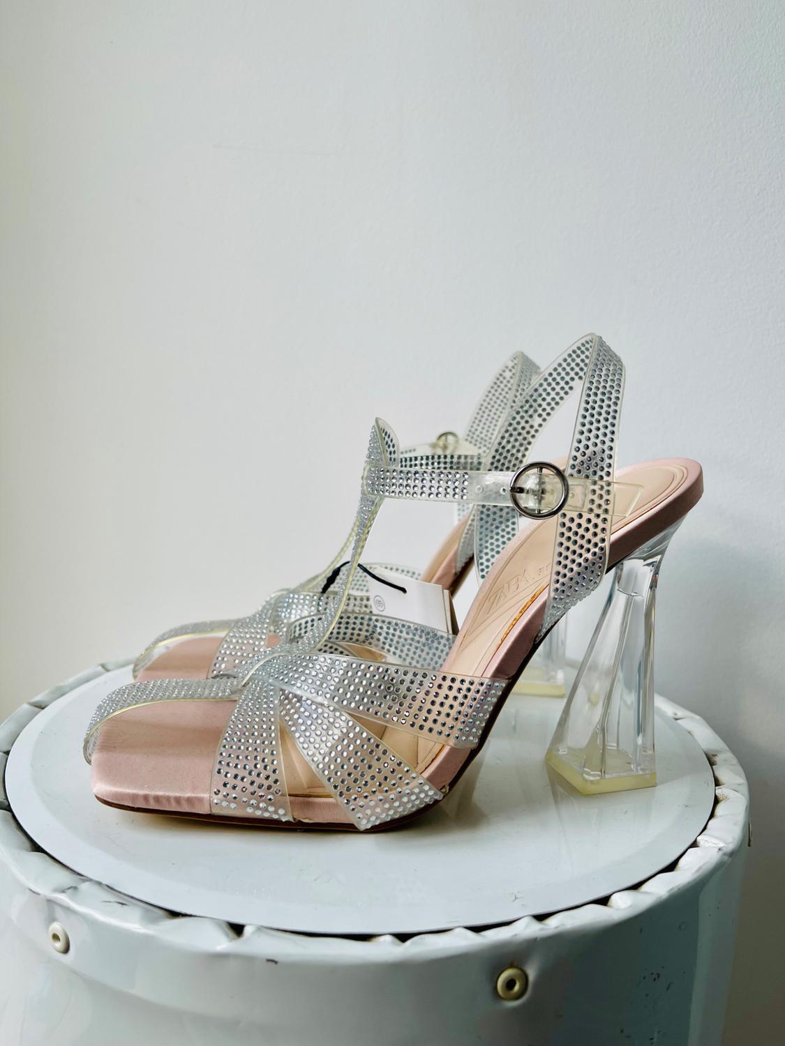 VINYL HIGH-HEEL STRAPPY SANDALS - Image 9