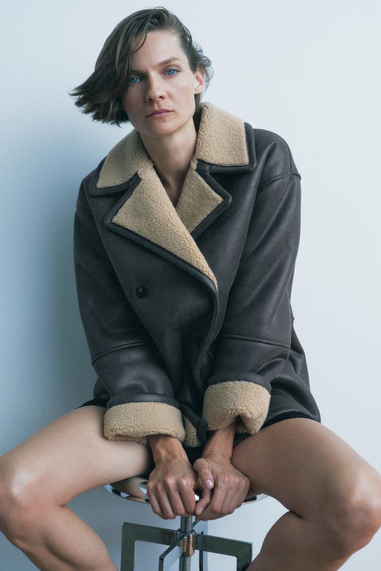 ZW COLLECTION DOUBLE-FACED COAT Green marl ZARA Australia