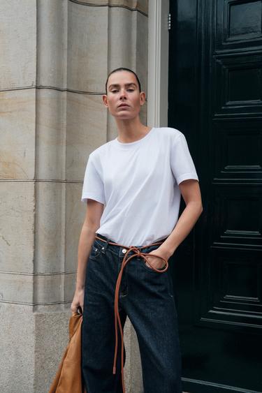 T-SHIRT DE ALGODÃO COM ACABAMENTO ENZIMÁTICO - Branco da Zara