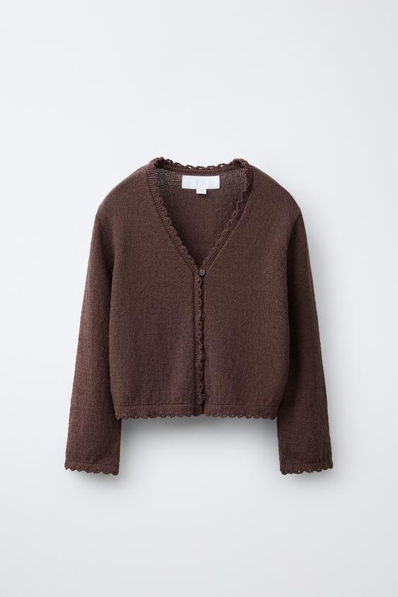 CHAQUETA PUNTO ONDULINA - Marrón de Zara - Imagen 0