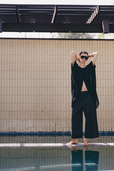 PANTALON À RAYURES AVEC LIN ZW COLLECTION - rayures de Zara - Image 3