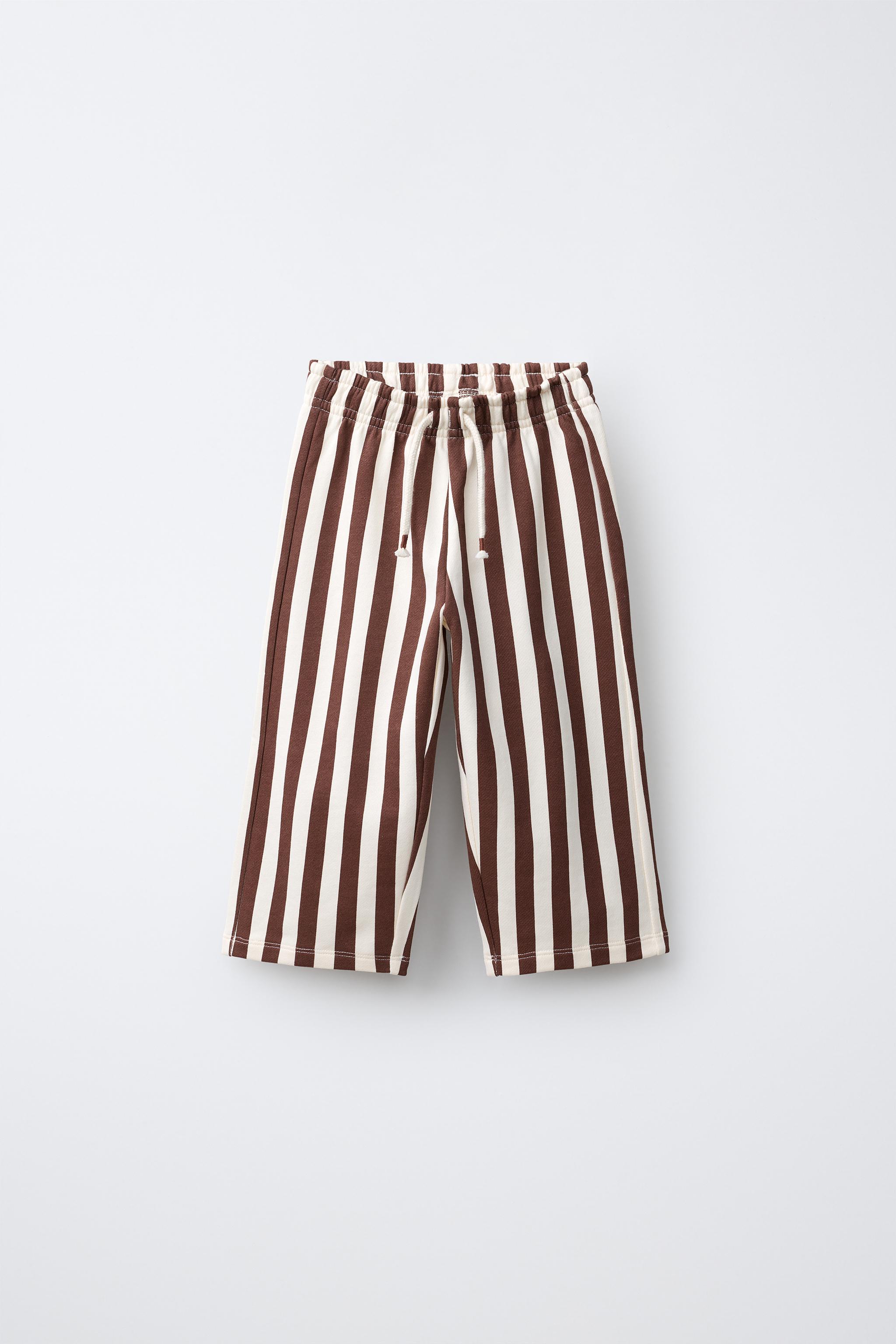 STRIPED SWEATSHIRT CULOTTES — Chocolate