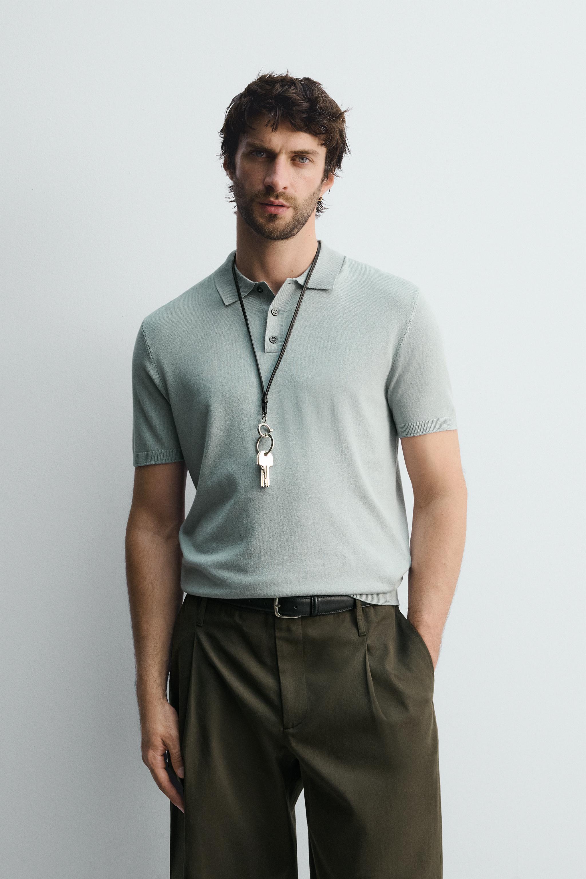 VISCOSE BLEND KNIT POLO SHIRT