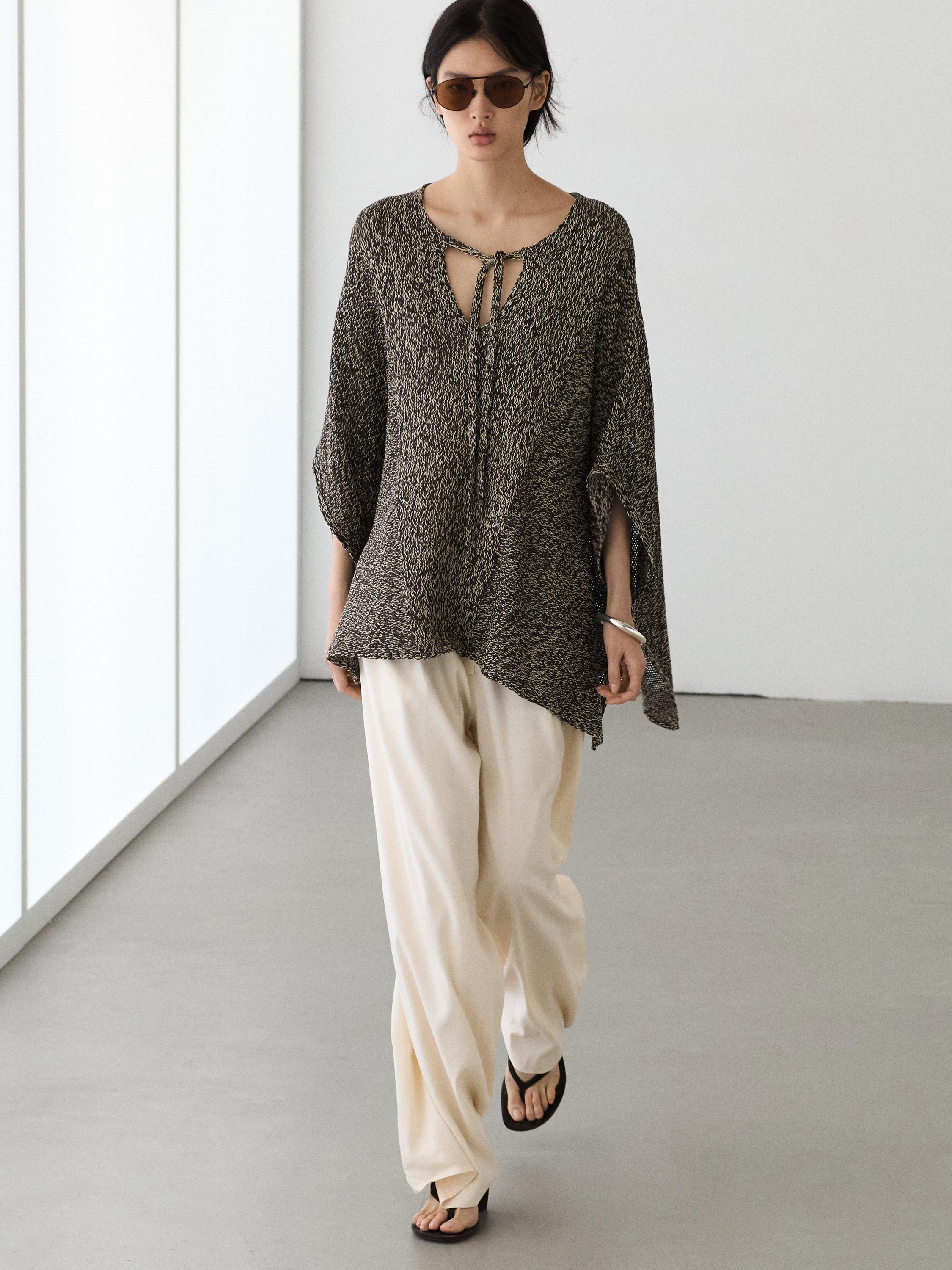 Cotton blend knit cape