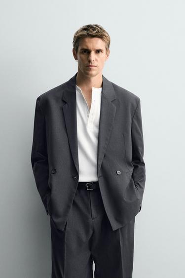 BLAZER ENCREUADA DE VESTIT - Gris antracita de Zara