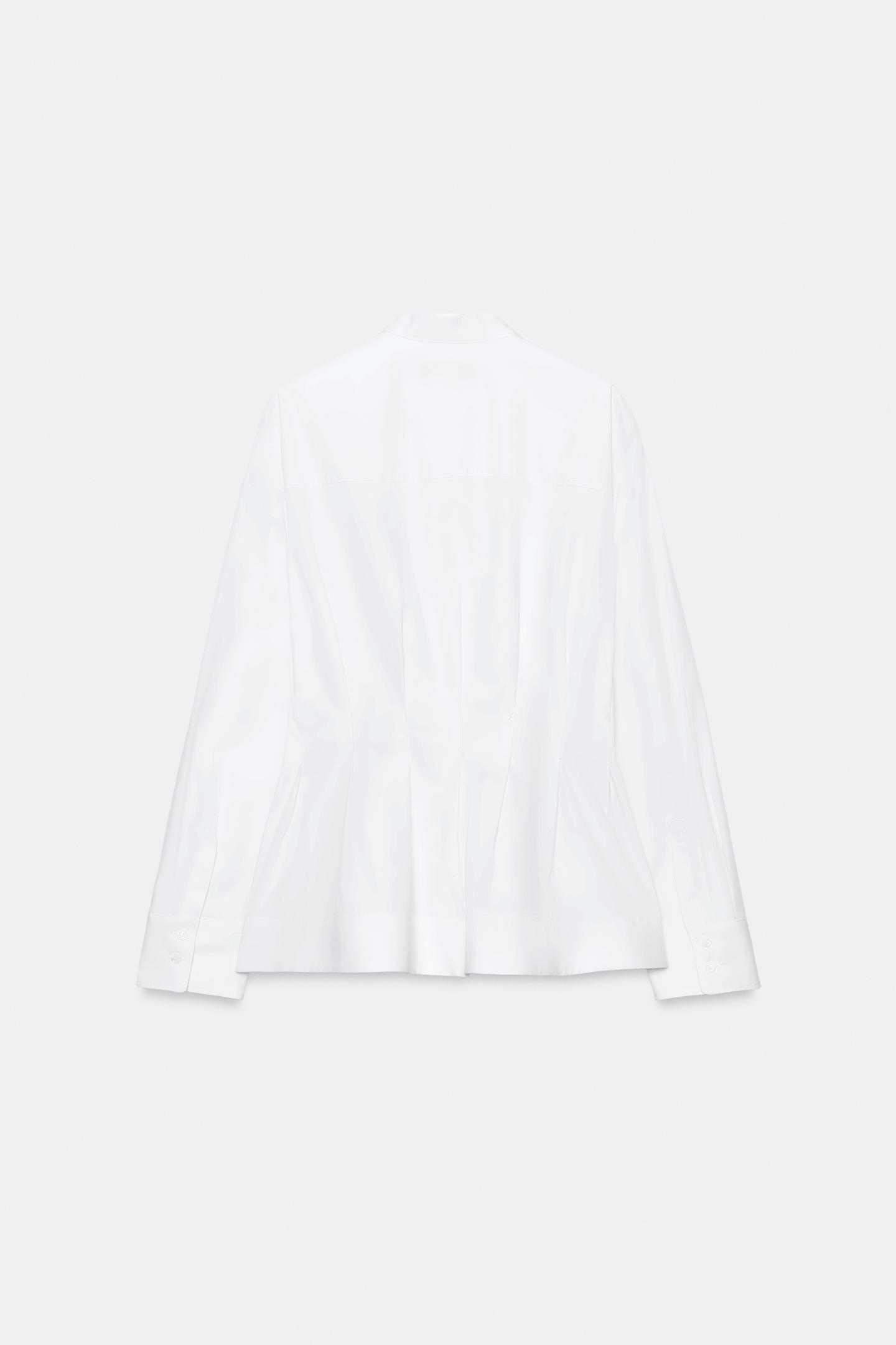 Женская рубашка Zara ZW Collection Pleated, цвет: Белый — фото 5