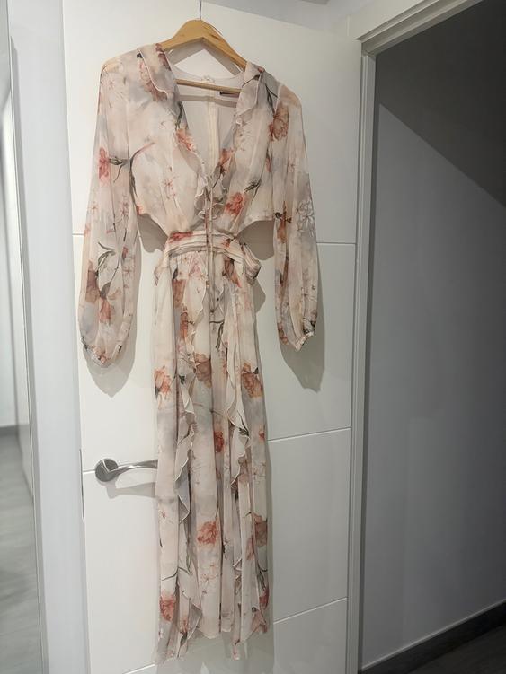 FLORAL CUT-OUT RUFFLE DRESS SECOND HAND