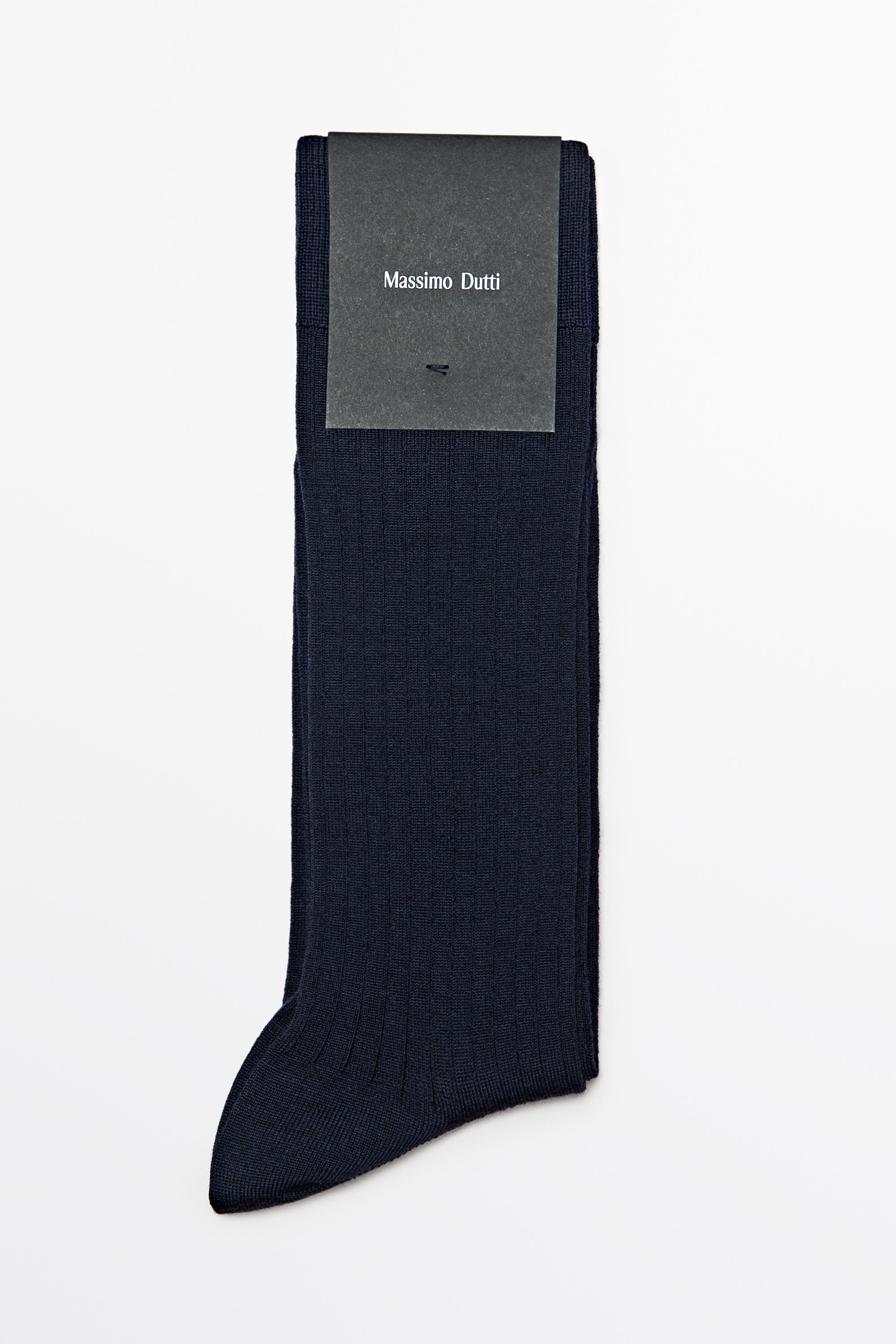 Ribbed dress socks — Navy blue