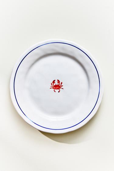 ASSIETTE À DESSERT CRABE EN GRÈS - Blanc / Rouge de Zara