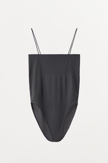 STRAPPY BODYSUIT WITH POLYAMIDE - Grey by Zara - Image 4
