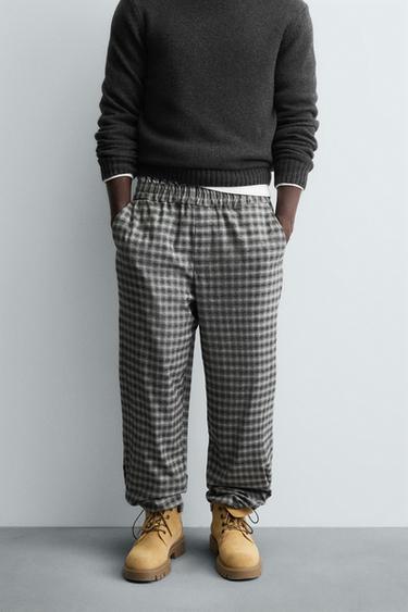 RELAXED FIT TEXTURED TROUSERS - charcoal grey by Zara