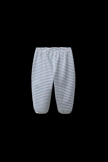 Zara STRIPED JOGGER PANTS - Ecru / Blue
