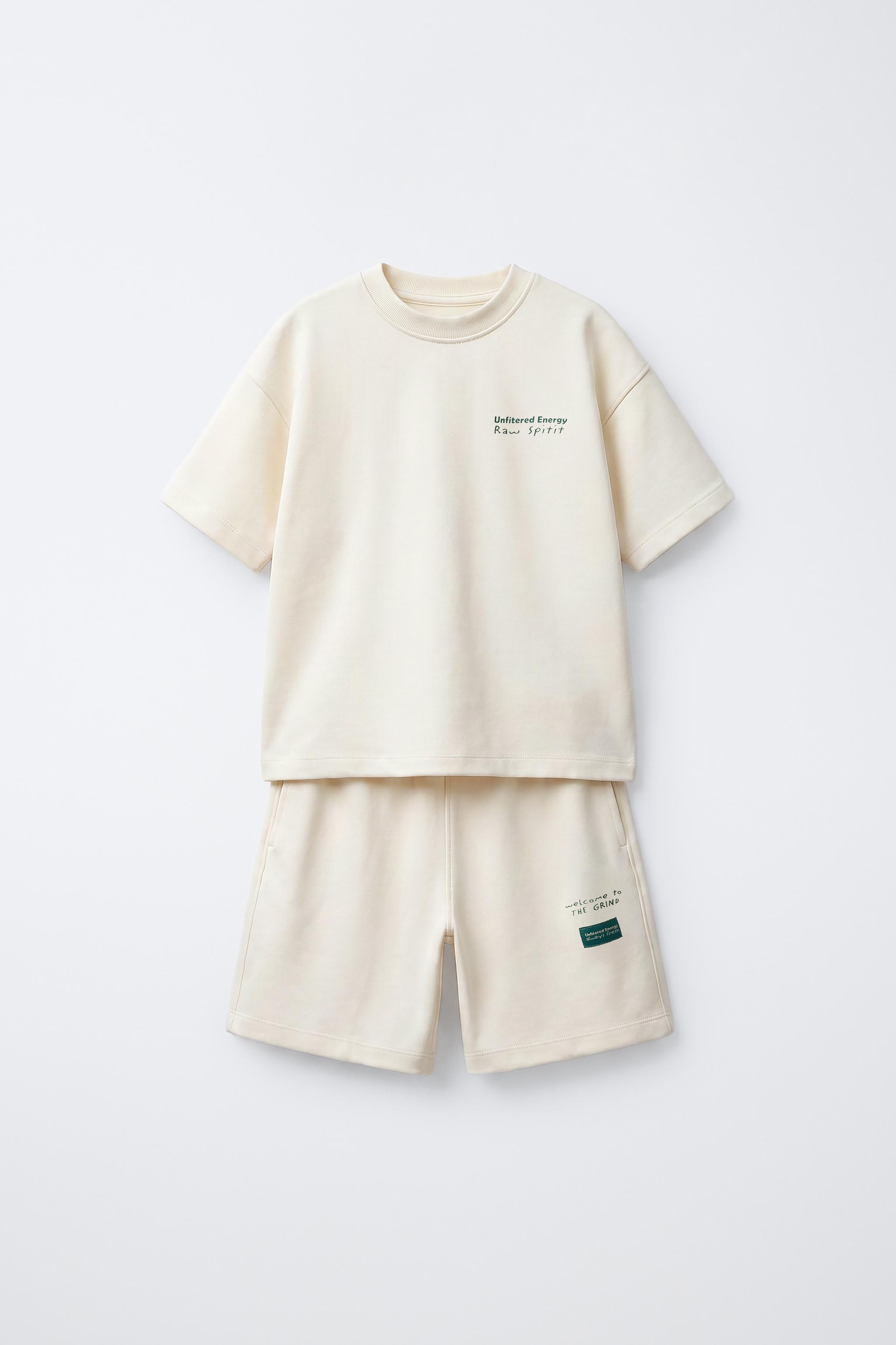 Детские шорты Zara INTERLOCK T-SHIRT AND BERMUDA SHORTS SET — фото 2