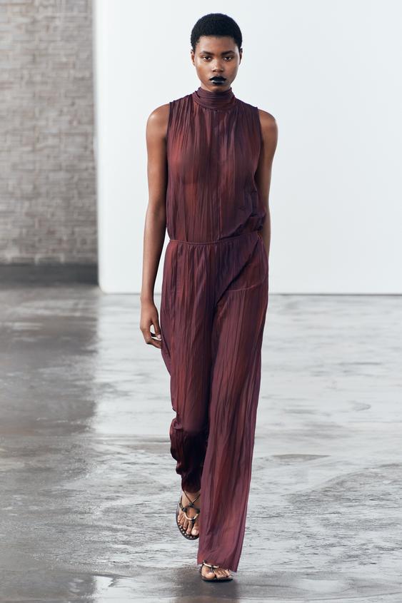 PANTALONI STRETCH DIN ORGANZA TIE DYE - Violaceu de la Zara - Imaginea 0