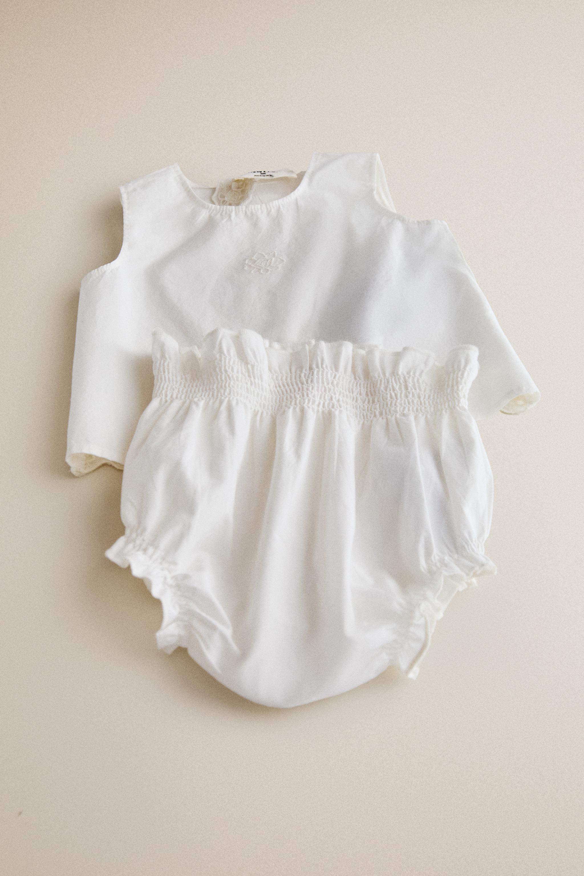 EMBROIDERED BABY SET — Oyster-white
