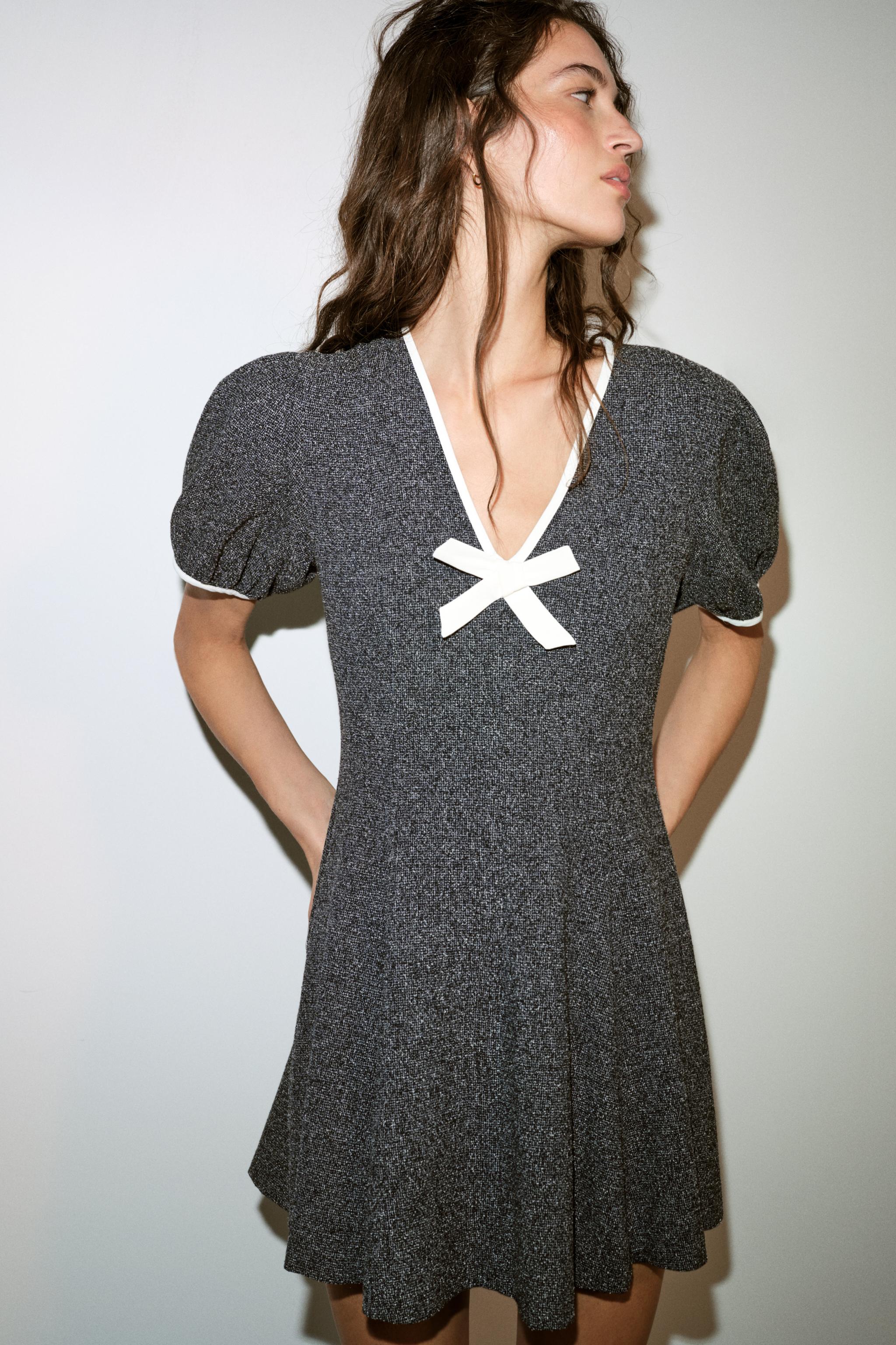 MINI BOW DRESS - Navy / White | ZARA United States