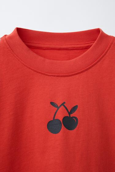 T-SHIRT WITH RAISED PRINT - Red by Zara - Image 2