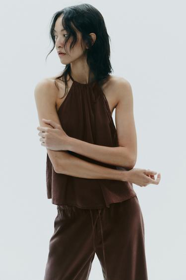 FLOWING HALTER TOP - Brown by Zara - Image 2