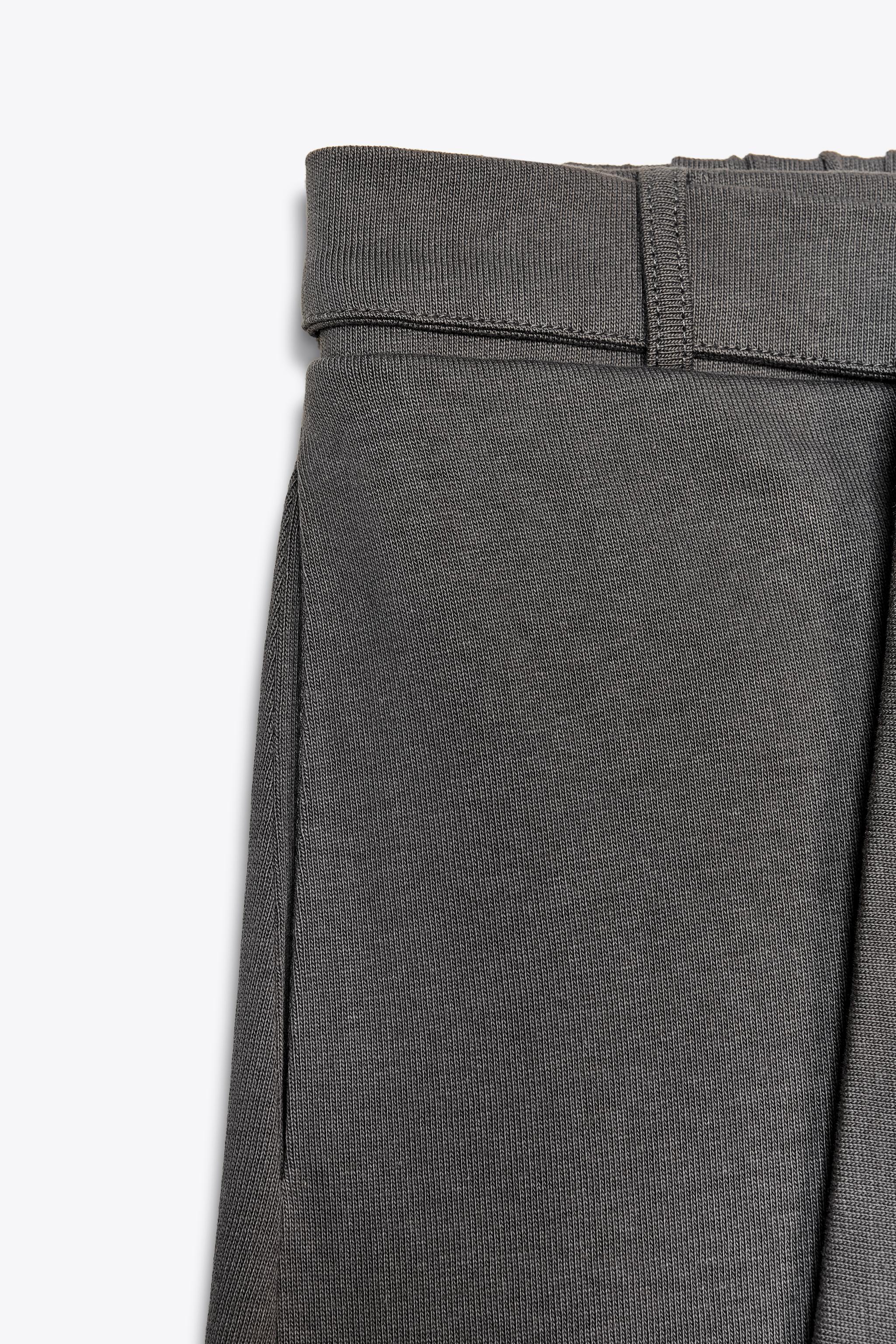 ベルト付きワイドレッグパンツ - カーボングレー | ZARA Japan