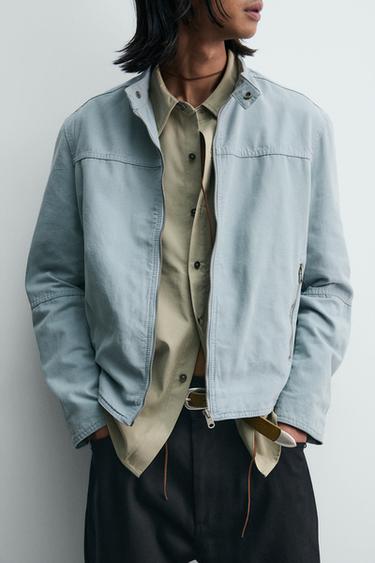 BLOUSON COUPE DÉCONTRACTÉE EN COTON LAVÉ - Bleu ciel délavé de Zara - Image 5
