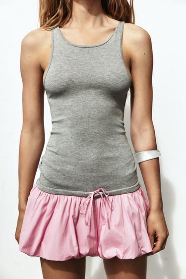 ROBE BIMATIÈRE BALLON - Gris chiné de Zara - Image 1