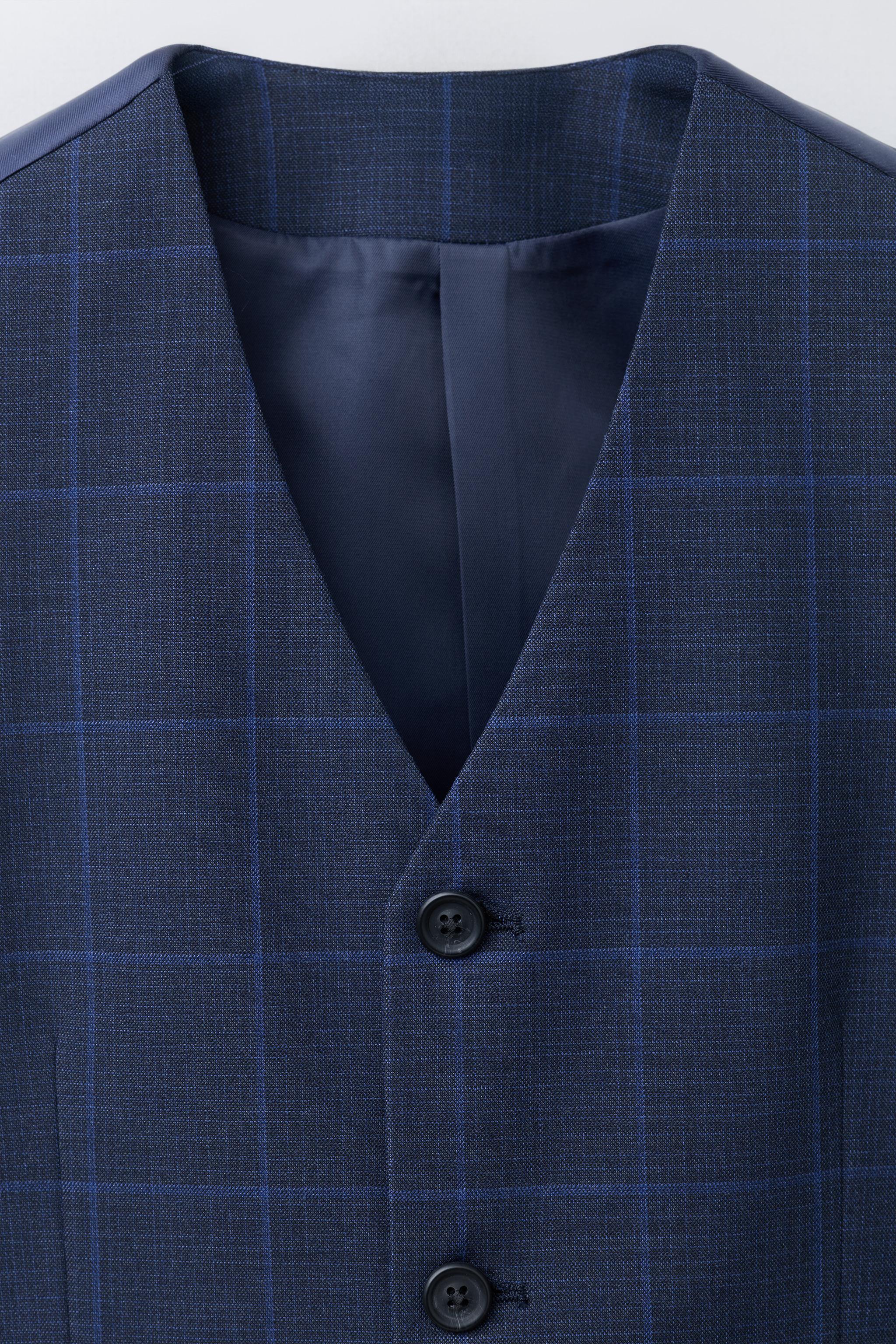 チェック柄スーツベスト - ダイブルー | ZARA Japan / 日本