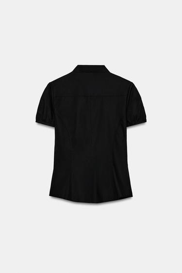 POPLIN TIE TOP - Black by Zara - Image 4