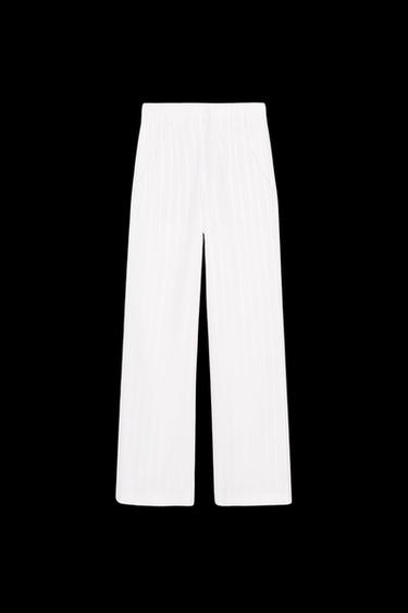 Zara METALLIC THREAD PANTS ZW COLLECTION - White - Image 0