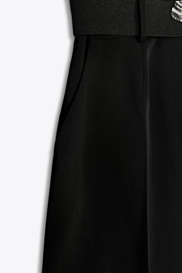 CREPE JUMPSUIT WITH BELT - Black by Zara - Image 7
