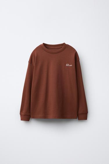 TRIČKO HEAVY WEIGHT S VÝŠIVKOU NÁPISU - Burgundská od Zara