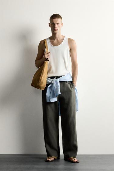 CAMISETA TANK RIB VIVO COMBINADO - Blanco de Zara