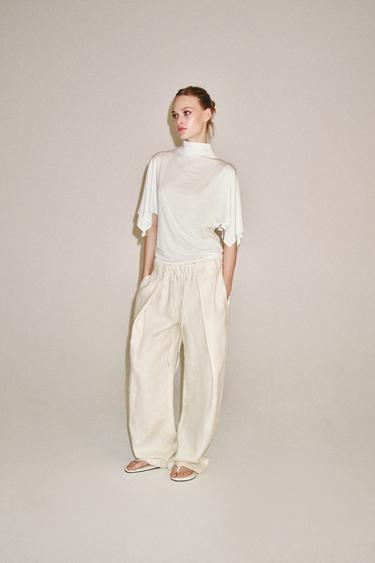 HIGH NECK T-SHIRT - White by Zara - Image 0