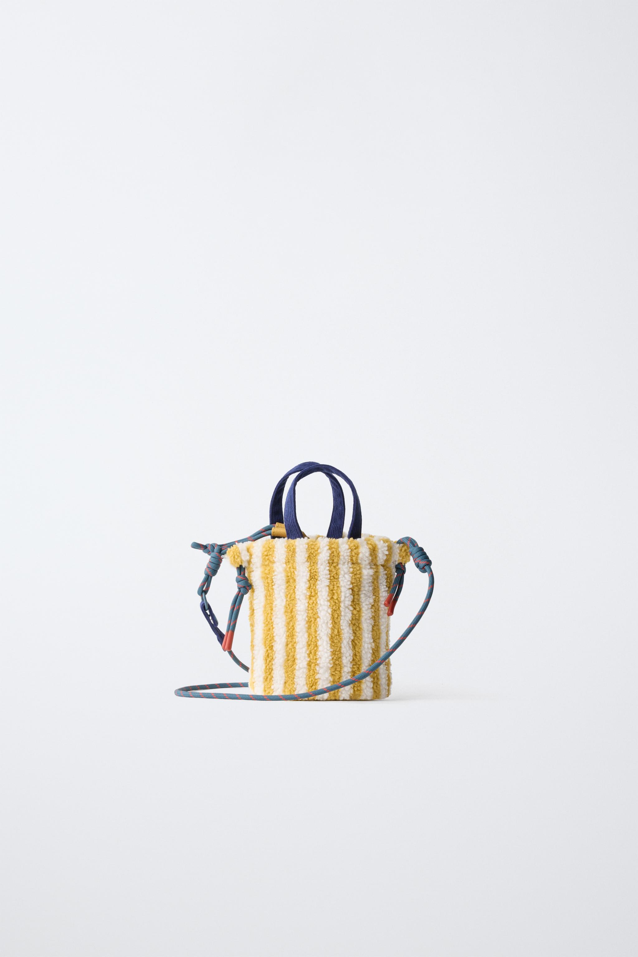 STRIPED SHEARLING CROSSBODY BAG