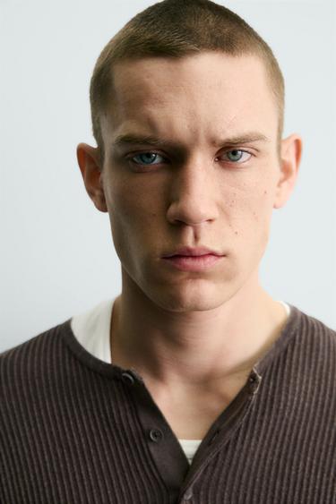 TEXTURED HENLEY JUMPER - Brown by Zara - Image 5