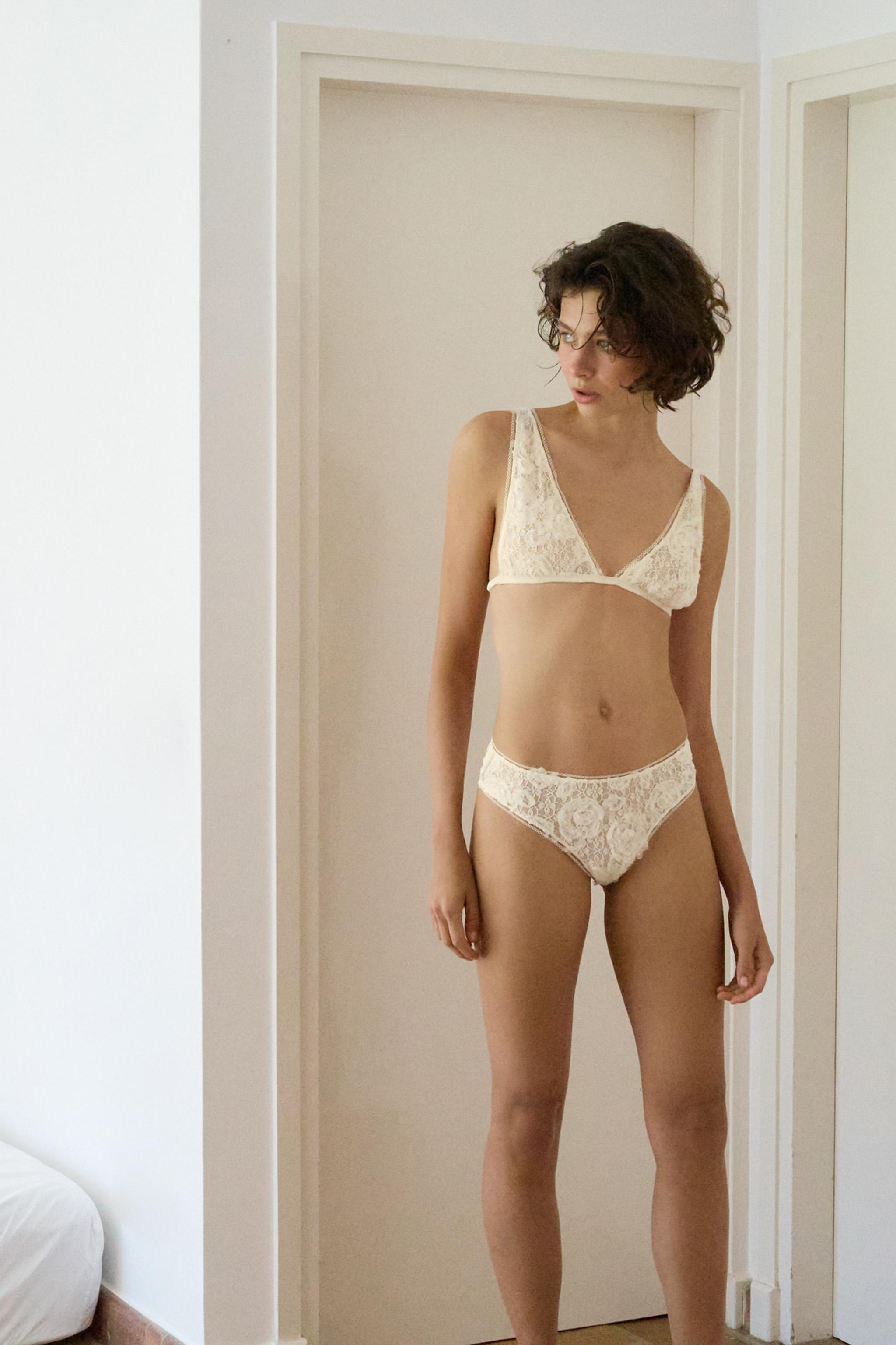 Трусы EMBOSSED, кружево — Zara — фото 4