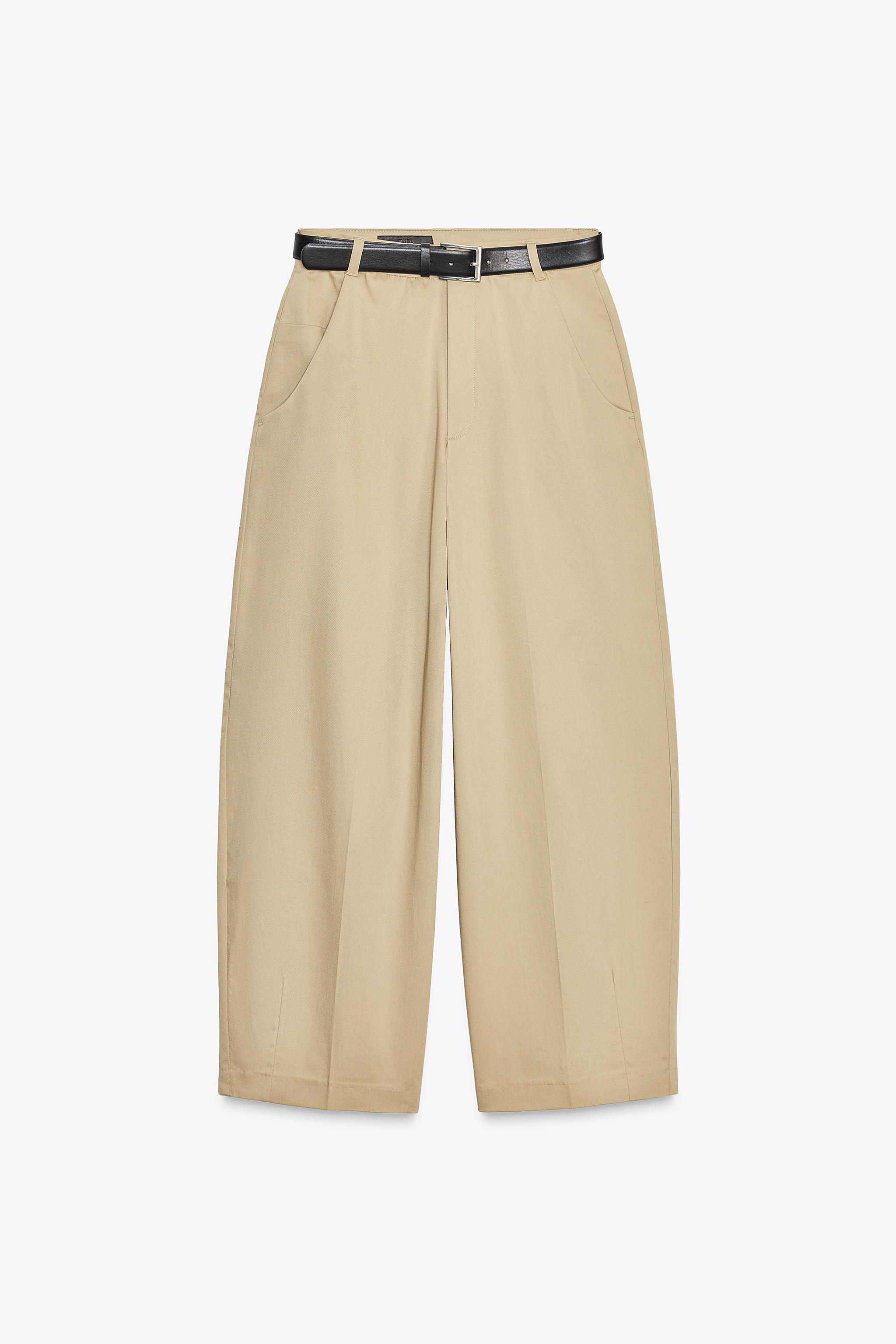 ベルト付きパンツ - ゴールデンブラウン | ZARA Japan / 日本