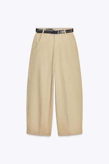 TROUSERS WITH BELT - camel de Zara - Image 5
