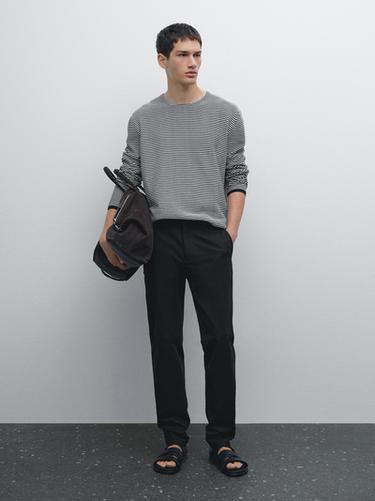 Pantalón slim fit confort mezcla algodón - Marino de Zara