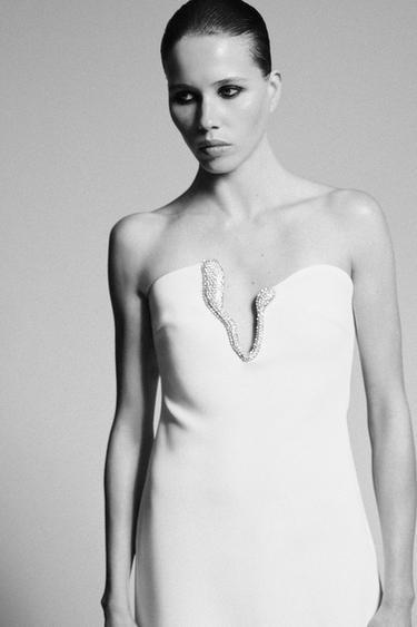 JEWEL DETAIL SHORT DRESS - White by Zara