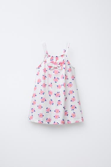 KLEID MIT MUSTER UND SCHLEIFE - Rosa von Zara
