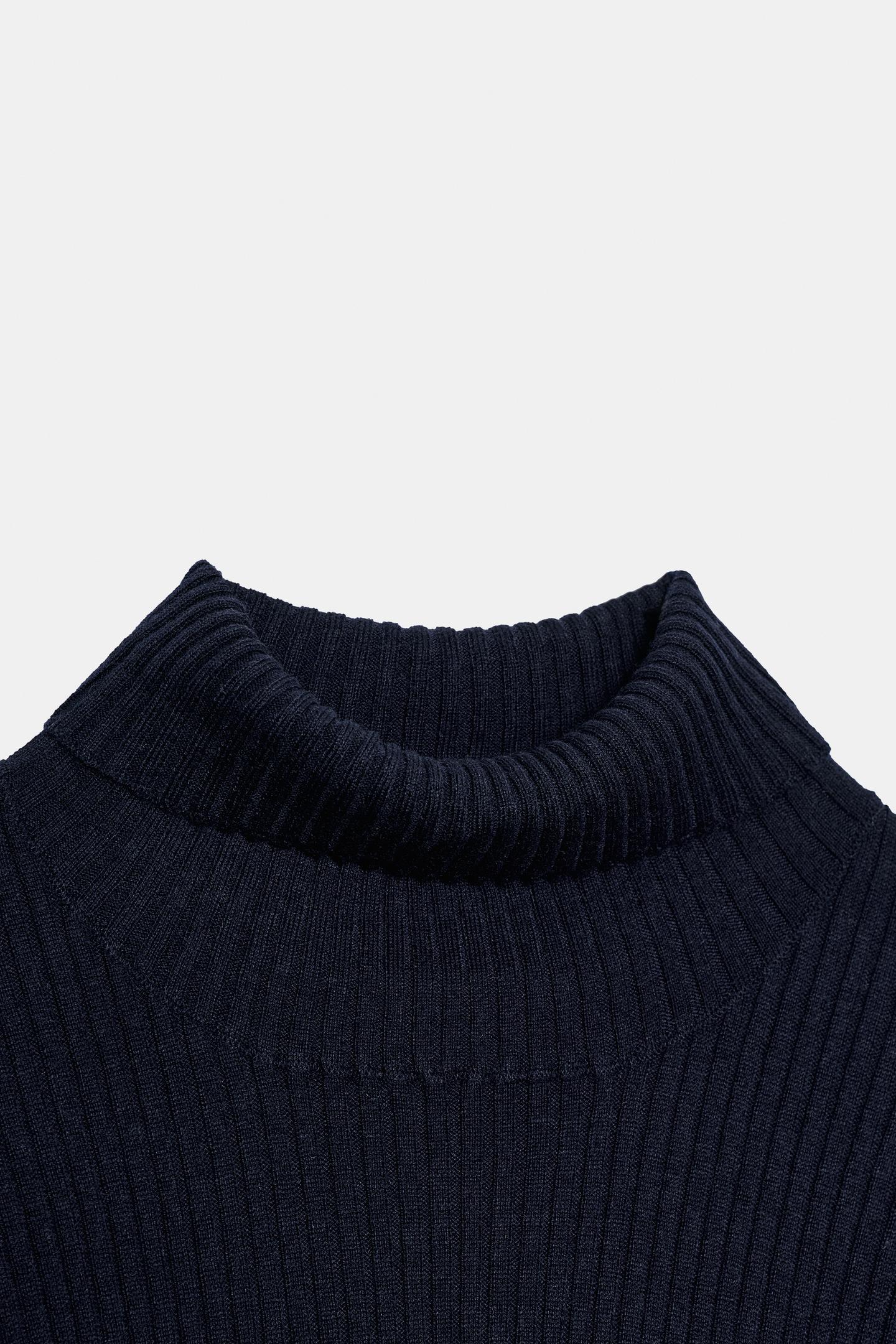 Женский свитер Zara Ribbed Knit, цвет: Тёмно-синий — фото 7