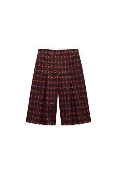 PLEATED PRINT BERMUDA SHORTS ZW COLLECTION