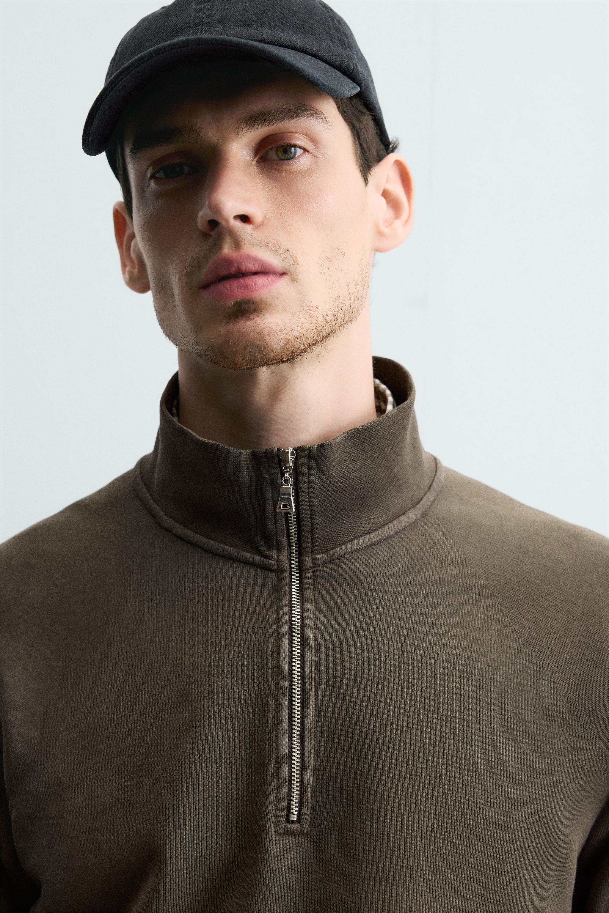 SWEAT DÉLAVÉ COL ZIPPÉ