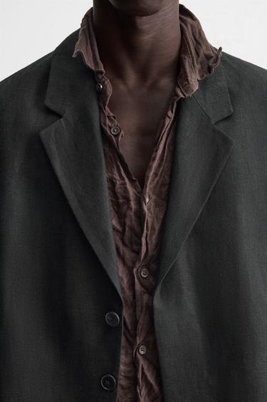 BLAZER DE COSTUME 100 % LIN - Noir de Zara - Image 7
