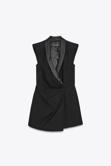 CONTRAST TUXEDO-STYLE PLAYSUIT - Black by Zara - Image 0