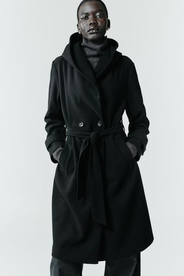 ABRIGO SOFT CAPUCHA - Negro de Zara