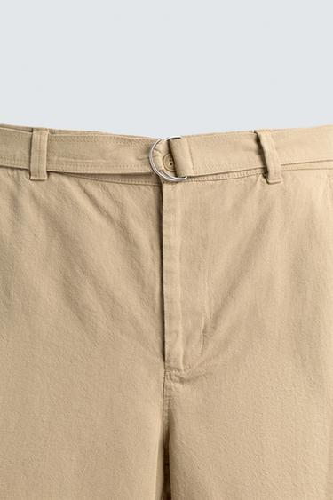 BERMUDA RELAXED FIT À CEINTURE - Beige foncé de Zara - Image 7