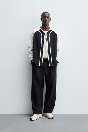 JACKE IN BLOCKFARBEN - Cremefarben / Marineblau von Zara