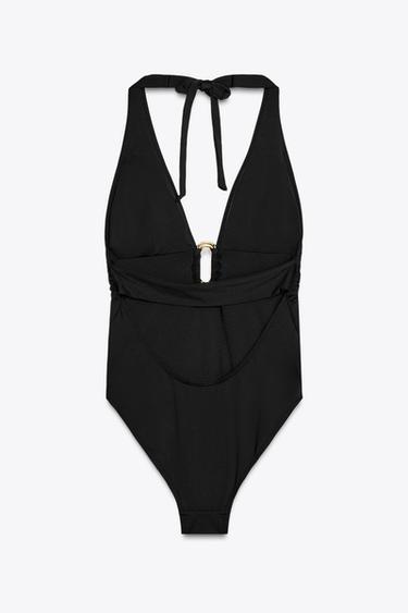 MAILLOT DE BAIN DOS NU À PIÈCE MÉTALLIQUE - Noir de Zara - Image 5